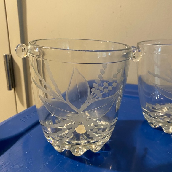 Clear Etched Glass Ice Buckets - Set of 2 - Picture 3 of 7